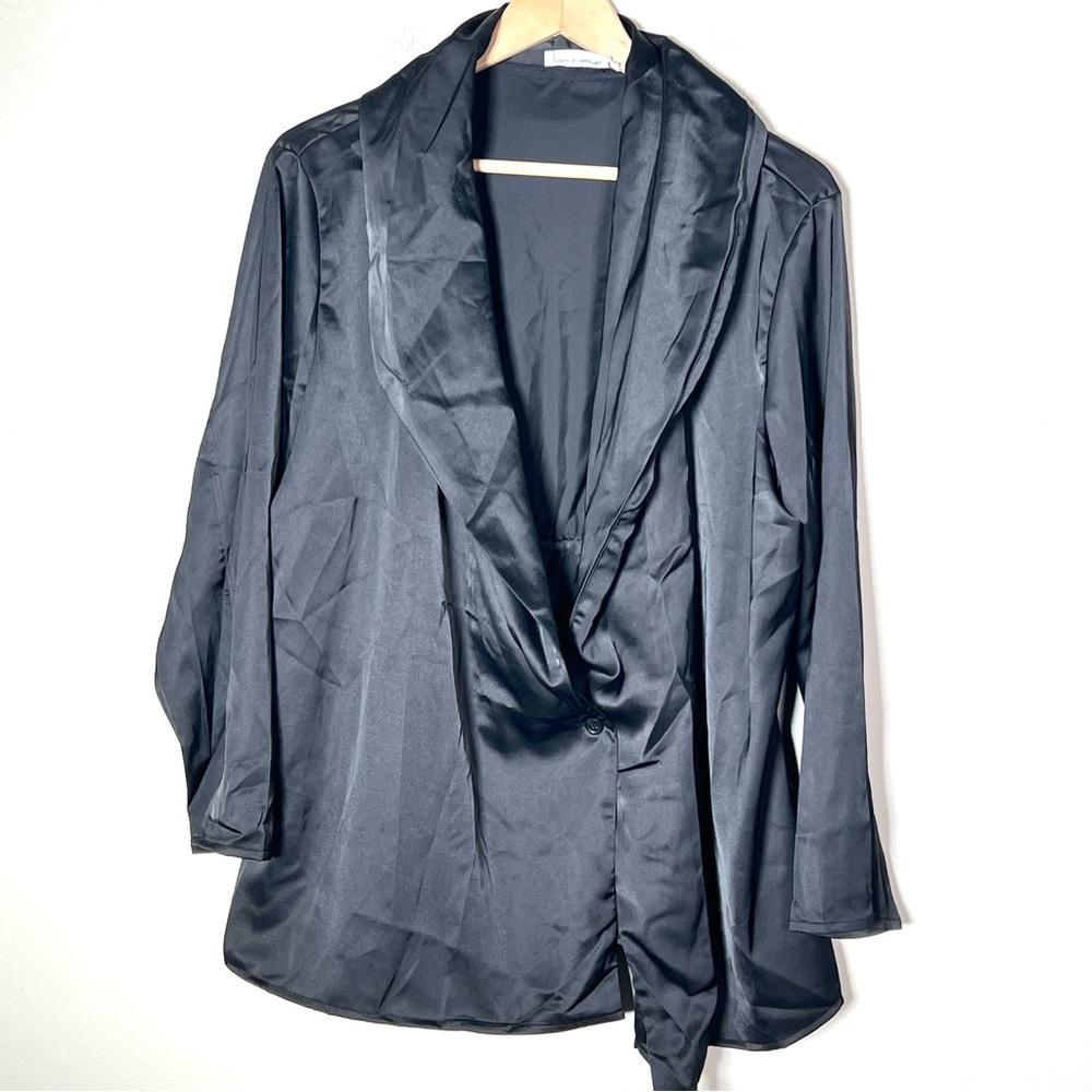 Nice to Meet You black satin finish blazer jacket size large L B185